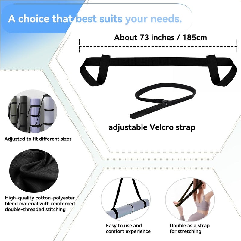 Cidkoth Adjustable Yoga Mat Strap Carrier, Thick Wide Yoga Mat Holder with Hook-and-loop fastener for yoga enthusiast, Travel Gym, Black Non-Slip Yoga Straps for Carrying Mats - Image 5